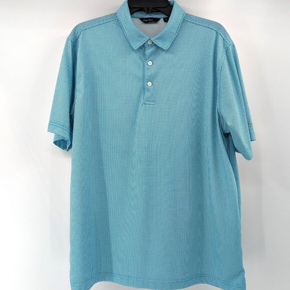 WALTER HAGEN Golf Polo Men's L Seafoam‎ Herringbone Button Logo Short Sleeve - Picture 1 of 12
